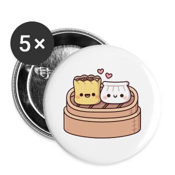 Mignon Siu Mai Et Har Gow Dumplings Dim Sum Nourriture - Lot de 5 grands badges (56 mm) - blanc - Devant