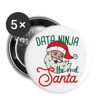 Data Ninja Xmas Santa Weihnachten Data Science - Buttons groß 56 mm (5er Pack) - Weiß - Vorne