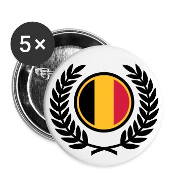 Belgium (flag & laurel wreath) - Buttons large 2.2''/56 mm (5-pack) - white - Front