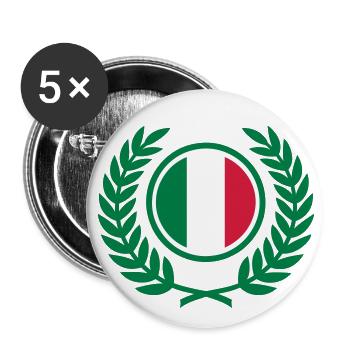 Italy (flag & laurel wreath) - Buttons large 2.2''/56 mm (5-pack) - white - Front