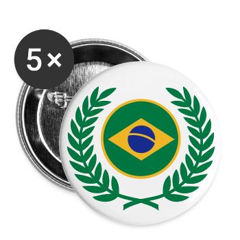 Brésil (drapeau et couronne de laurier) - Lot de 5 grands badges (56 mm) - blanc - Devant
