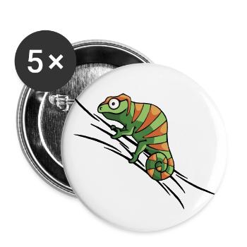 caméléon coquine grimper cadeau - Lot de 5 grands badges (56 mm) - blanc - Devant