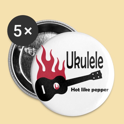 Ukulele Burning like pepper - Przypinka duża 56 mm (pakiet 5 szt.)