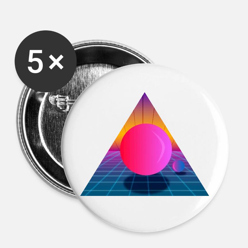 Dynamic retro video game shirt gift - Buttons large 2.2''/56 mm (5-pack) - white