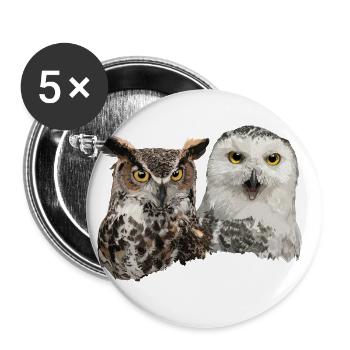 Snowy Owl and American Owl - Buttons large 2.2''/56 mm (5-pack) - white - Front