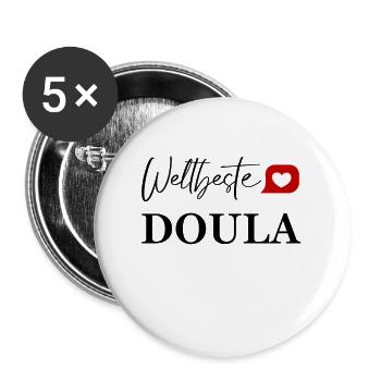 WELTBESTE DOULA - Buttons groß 56 mm (5er Pack) - Weiß - Vorne
