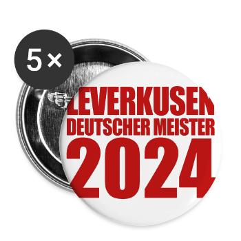 Leverkusen - Deutscher Meister 2024 - Buttons groß 56 mm (5er Pack) - Weiß - Vorne