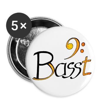 Basst - für Bässe - Buttons groß 56 mm (5er Pack) - Weiß - Vorne