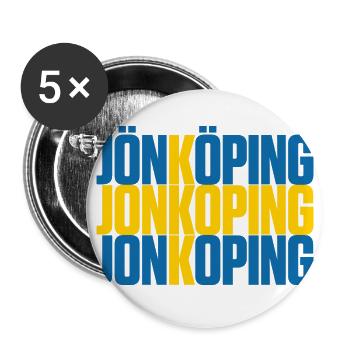 Jönköping Schweden Fahne - Buttons groß 56 mm (5er Pack) - Weiß - Vorne
