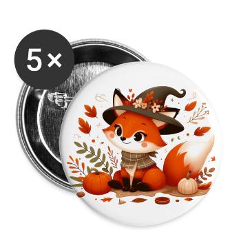 Fuchs Herbst 8 - Buttons groß 56 mm (5er Pack) - Weiß - Vorne