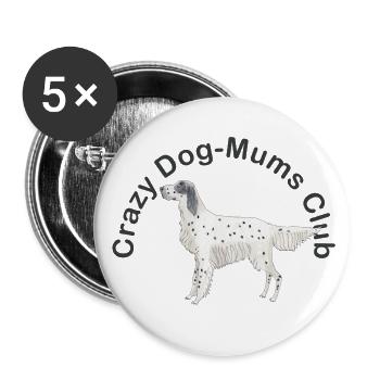 crazy DogMums Club english setter - Buttons large 2.2''/56 mm (5-pack) - white - Front