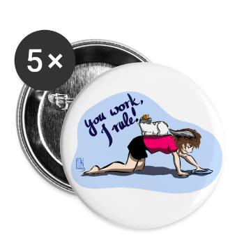 You work I rule - Buttons groß 56 mm (5er Pack) - Weiß - Vorne