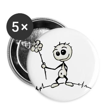kleiner Frühling sommer Sonne Blume Kerl Geschenk - Buttons groß 56 mm (5er Pack) - Weiß - Vorne