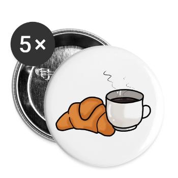 Cafe and Croissant - Buttons large 2.2''/56 mm (5-pack) - white - Front