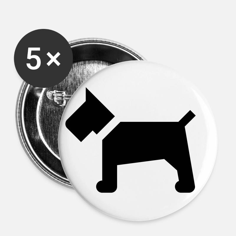 Hund - Buttons groß 56 mm (5er Pack) - Weiß