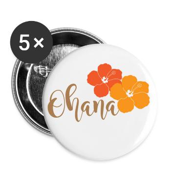 Ohana avec des fleurs d’hibiscus - Lot de 5 grands badges (56 mm) - blanc - Devant