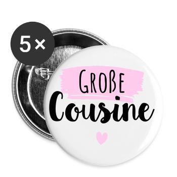Große Cousine 2022 / Big Cousin - Buttons groß 56 mm (5er Pack) - Weiß - Vorne