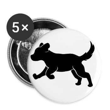 Niedlicher Hund Welpen Nachwuchs Hundebaby - Buttons groß 56 mm (5er Pack) - Weiß - Vorne