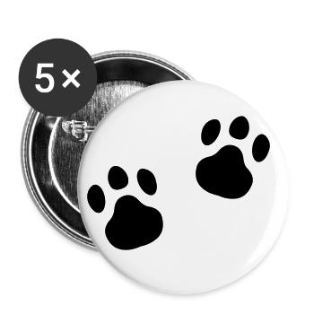Pfotenabdruck Miau Pfote Geschenkidee Katze - Buttons groß 56 mm (5er Pack) - Weiß - Vorne