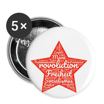 Revolution roter Stern - Buttons groß 56 mm (5er Pack) - Weiß - Vorne