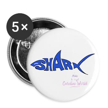 Shark - Lot de 5 grands badges (56 mm) - blanc - Devant