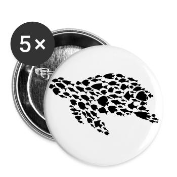 Turtle Ocean Fish Sea Turtle - Buttons large 2.2''/56 mm (5-pack) - white - Front