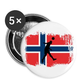Fußball Norwegen Sport - Buttons groß 56 mm (5er Pack) - Weiß - Vorne