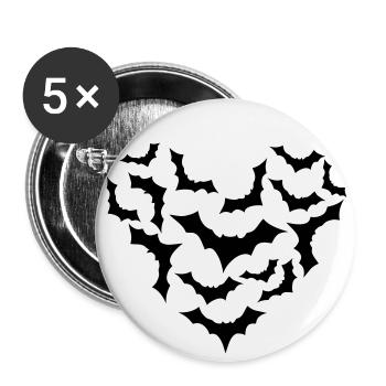 Fledermäuse Fledermaus Schwarm Halloween Herz - Buttons groß 56 mm (5er Pack) - Weiß - Vorne
