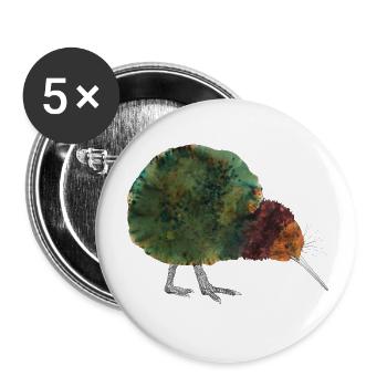 Kiwi Vogel Neuseeland Apterygidae Vogelfan Maori - Buttons groß 56 mm (5er Pack) - Weiß - Vorne