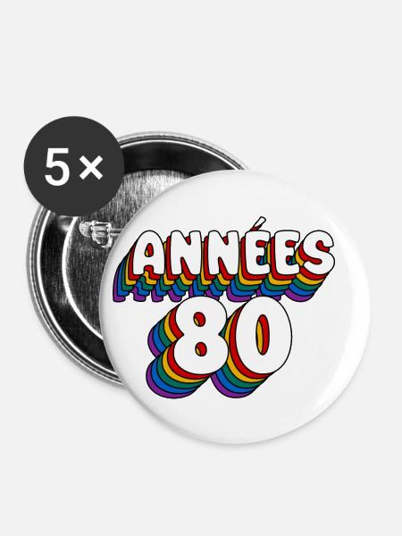 ACHTZIGER!!! - Buttons groß 56 mm (5er Pack) - Weiß
