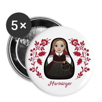 Harmångerstinta with flowers - Buttons large 2.2''/56 mm (5-pack) - white - Front
