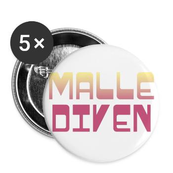 Malle Diven / Urlaub Mallorca 2024 - Buttons groß 56 mm (5er Pack) - Weiß - Vorne