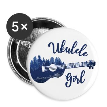 "Ukulele Girl" Musik Natur Musikerin - Buttons groß 56 mm (5er Pack) - Weiß - Vorne