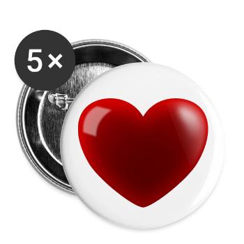 Herz - Buttons groß 56 mm (5er Pack) - Weiß - Vorne