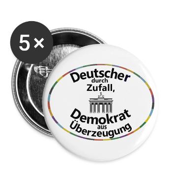 Deutscher durch Zufall, Demokrat aus Überzeugung - Buttons groß 56 mm (5er Pack) - Weiß - Vorne