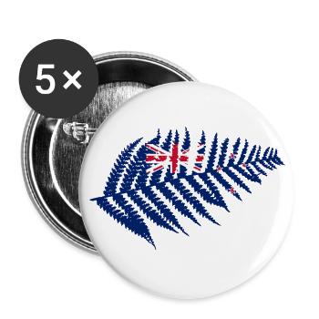 Fougère de Nouvelle-Zélande avec drapeau - Lot de 5 grands badges (56 mm) - blanc - Devant