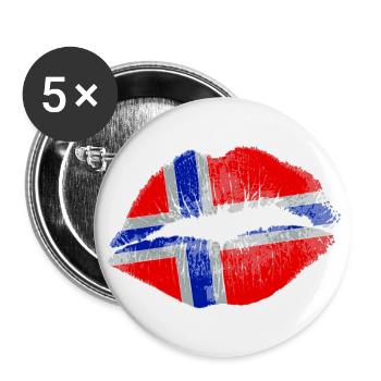 Kiss (Norway / Noreg) - Buttons large 2.2''/56 mm (5-pack) - white - Front