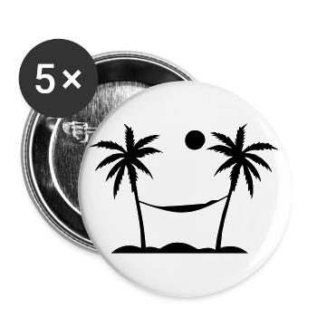 palm trees, hammock, sun - Buttons large 2.2''/56 mm (5-pack) - white - Front
