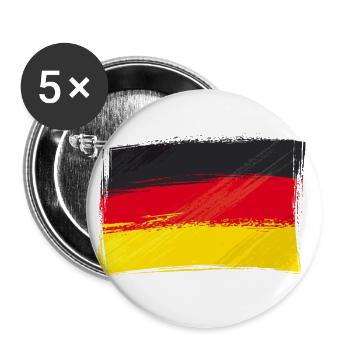 Drapeau, Drapeau, Allemagne fan - Lot de 5 grands badges (56 mm) - blanc - Devant