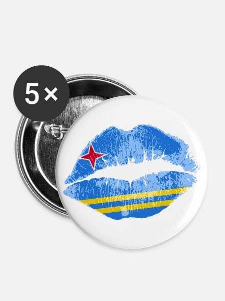 Kuss (Aruba) - Buttons groß 56 mm (5er Pack) - Weiß
