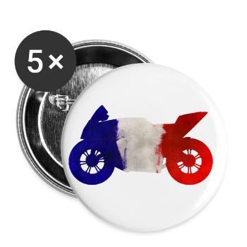 Motorrad Motorsport Frankreich Tricolore - Buttons groß 56 mm (5er Pack) - Weiß - Vorne