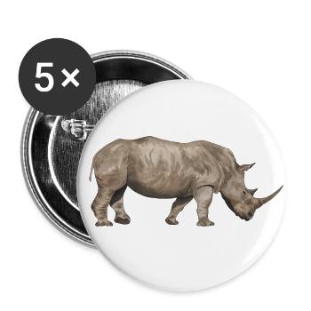 Nashorn von der Seite - Buttons groß 56 mm (5er Pack) - Weiß - Vorne