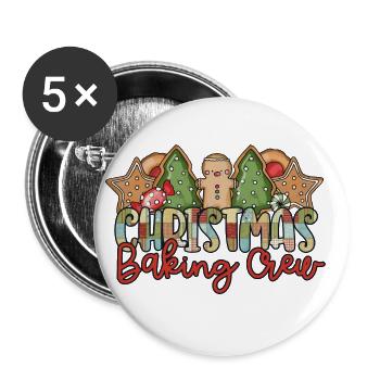 Funny Gingerbread Christmas Baking Crew - Buttons groß 56 mm (5er Pack) - Weiß - Vorne