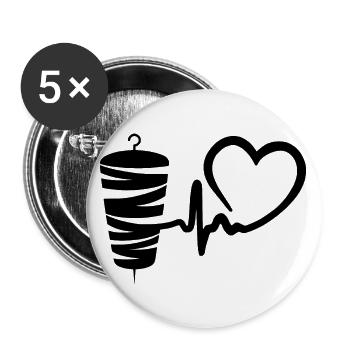 Kebab Lover Kebab Grill Heart - Buttons large 2.2''/56 mm (5-pack) - white - Front