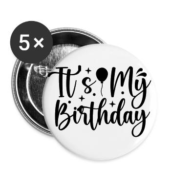 Birthday Queen 3 Joyeux anniversaire - Lot de 5 grands badges (56 mm) - blanc - Devant
