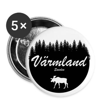 Värmland Schweden Aufkleber Urlaub Elch Norden - Buttons groß 56 mm (5er Pack) - Weiß - Vorne