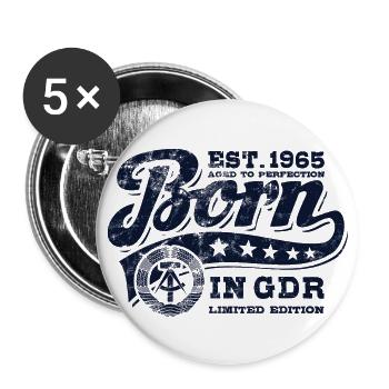 Né en RDA 1965 - Anniversaire - Ossi Gift - Lot de 5 grands badges (56 mm) - blanc - Devant