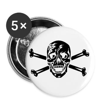 Totenkopf / Skull 1c Halloween Vampir - Buttons groß 56 mm (5er Pack) - Weiß - Vorne