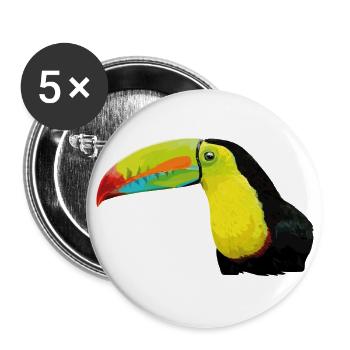 Green-billed toucan - Buttons large 2.2''/56 mm (5-pack) - white - Front