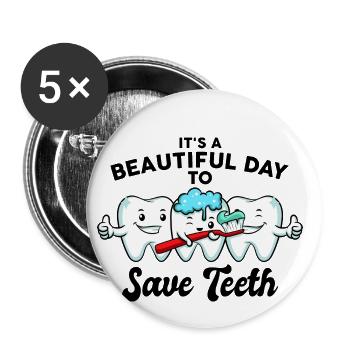 Dental assistant dental specialist - Buttons large 2.2''/56 mm (5-pack) - white - Front